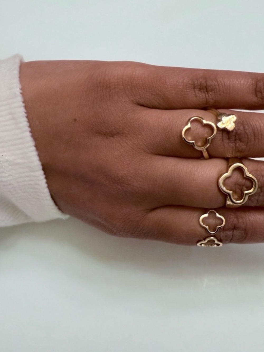 3pc Clover Ring Set | Adjustable Gold Rings - Picture 2 of 3